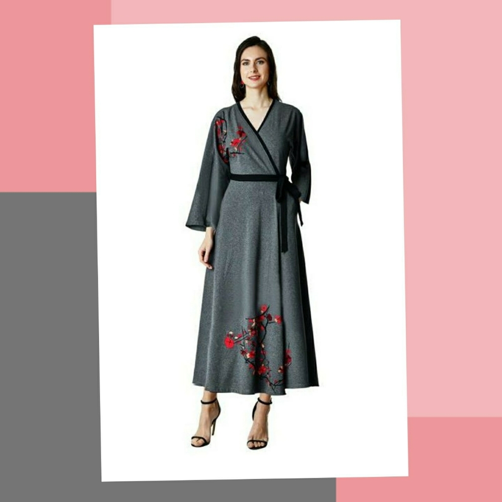 eShakti Floral embroidery cotton jersey wr…